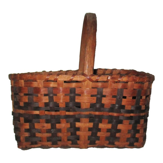 Antique Native American Cherokee Miniature Rivercane Gathering Basket For Sale