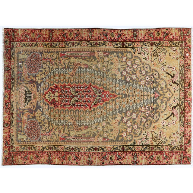 Museum-Quality Persian Carpet with Peacocks, Deer & Floral Medallion – A Tapestry of Nature and Nobility This masterfully...