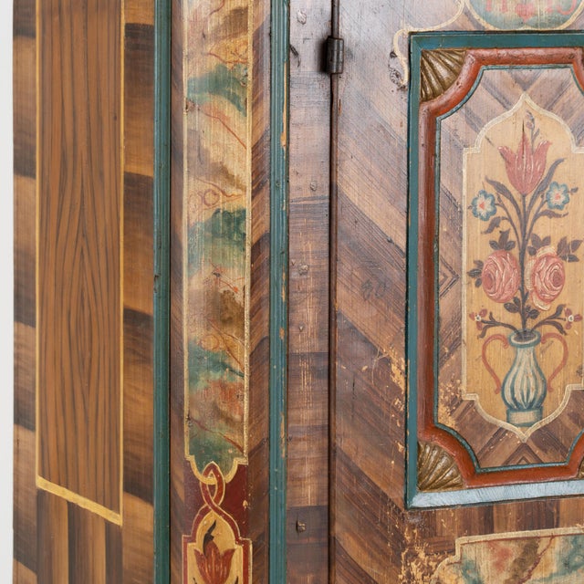 Brown 1803 Hungarian Original Hand-Painted Pine Two-Door Armoire For Sale - Image 8 of 14
