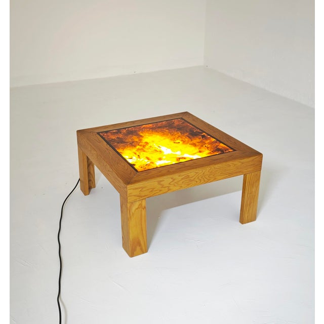 Mid-Century Modern Mid-Century Modern Backlit Wood and Acrylic Glass Coffee Table, Italy, 1970s For Sale - Image 3 of 16
