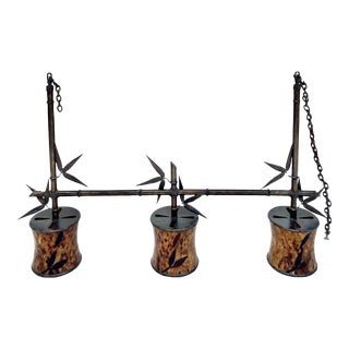 Maitland-Smith Faux Bamboo 3-Light Chandelier For Sale