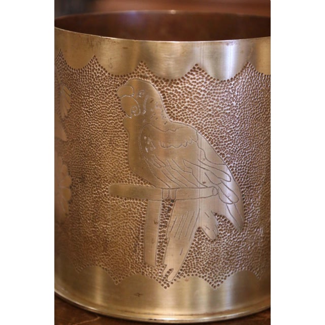 Early 20th Century German Trench Artillery Brass Shell Casing With Engraved Foliage Motifs For Sale - Image 4 of 9