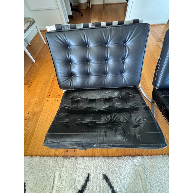 Rare Pair 1960s Industria Agentina Chrome Plated Steel Barcelona Chairs For Sale - Image 14 of 18
