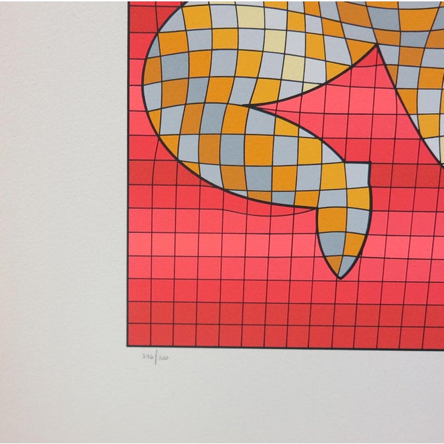 "Tennis" by Victor Vasarely Hand Signed and Numbered by the artist 1989 Limited Edition Serigraph Unframed Hand signed by...