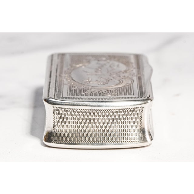 Intricate Engine Turned Pattern Antique Victorian 800 Silver Snuff Box Tobacciana For Sale - Image 11 of 13