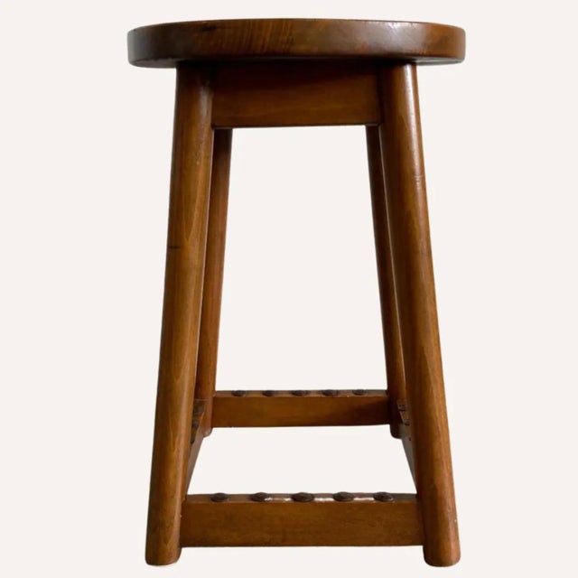 Brown Dutch Art Deco Amsterdam School Stool For Sale - Image 8 of 13