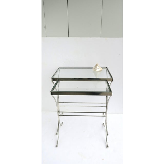Chrome and Glass Nesting End Side Tables, Midcentury Modern, Mid-20th Century For Sale In New York - Image 6 of 14