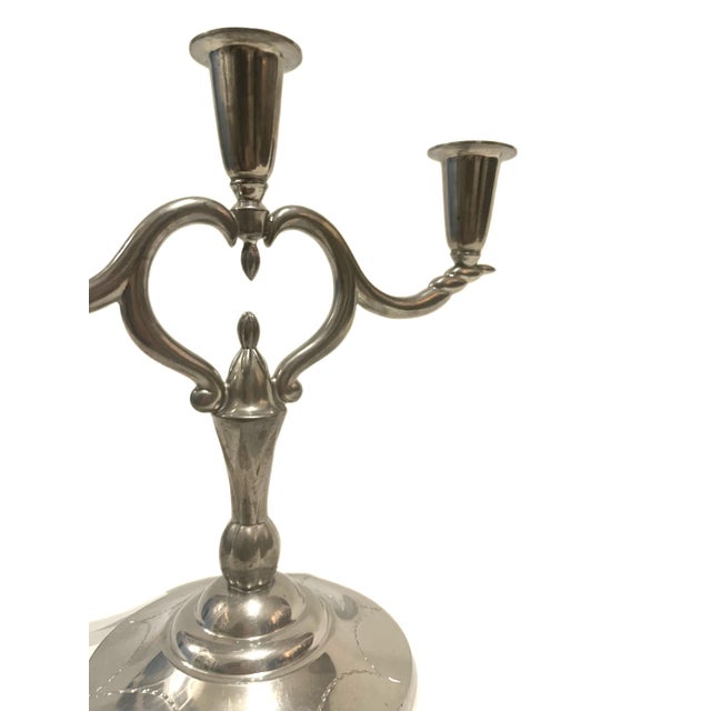 Vintage 3-Armed Pewter Candleholder from L & L Svenskt Tenn, Sweden For Sale - Image 3 of 6