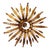 Large Spanish Sunburst Flush Mount in Gilt Metal with Support, 1950 For Sale