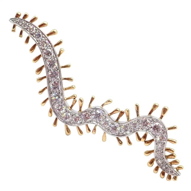 Contemporary Vintage Tiffany & Co. Diamond Centipede Platinum Yellow Gold Pin Brooch For Sale - Image 3 of 8