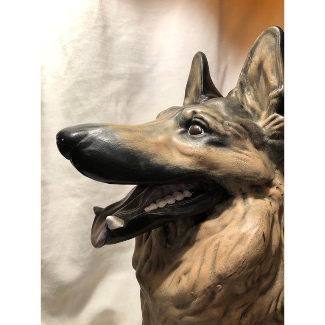Ceramic Mid 20th Century Life Size Lifelike Ceramic Shepherd Dog For Sale - Image 7 of 12