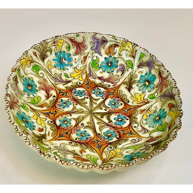 Mediterranean Vintage Italian Mediterranean Majolica Handpainted Serving Bowl. For Sale - Image 3 of 11
