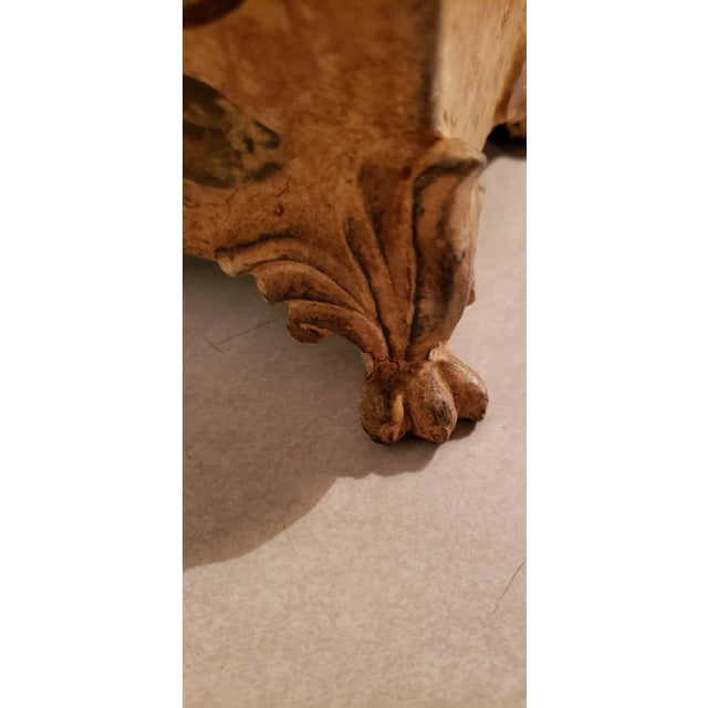 Gold Vintage Hosley Tm Hand Painted Potteries Canister With Claw Feet and Lid For Sale - Image 8 of 9