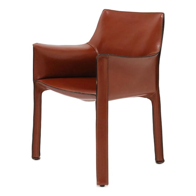 Mid-20th Century 413 “Cab” Chair Attributed to Mario Bellini for Cassina in Hazelnut Leather For Sale