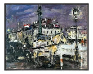 Magdalena Spasowicz, Warsaw, The Castle Square: Carriages, Oil on Canvas