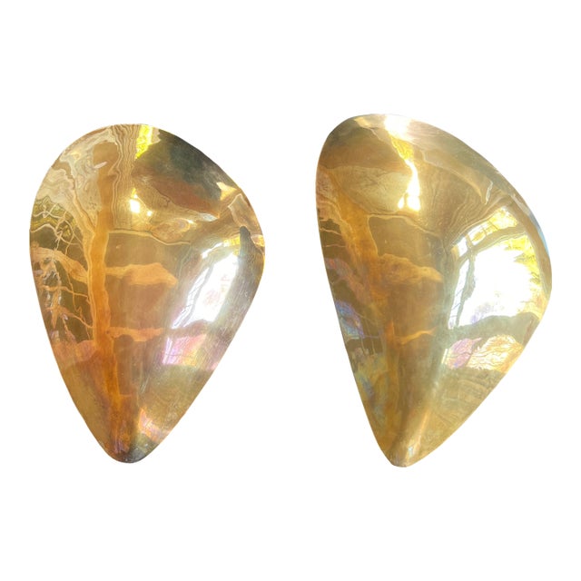 Mid Century Modern Brass Wall Sconces- Pair For Sale