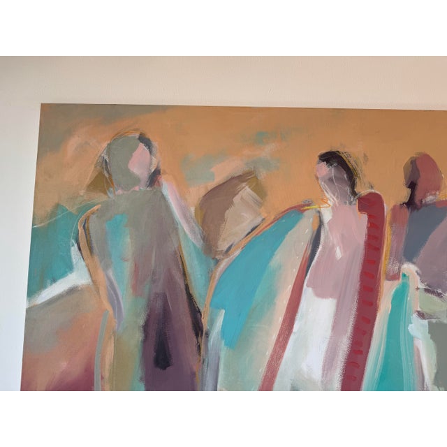 Large Vintage Abstract Figurative Acrylic Painting on Canvas by Hamzik For Sale In Miami - Image 6 of 11