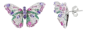 Colorful Butterfly Chunky Stud Earrings for Christmas Gifting- A Pair- 2 Pieces