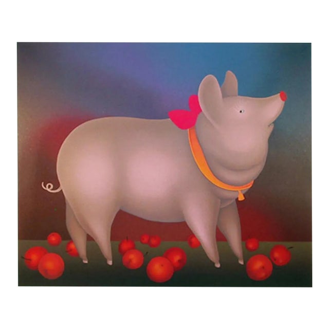 Igor Galanin, "Pig With Bow", Cute Animal Screenprint For Sale