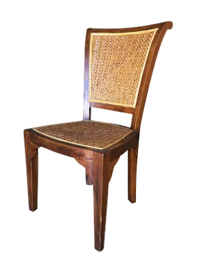High Style Mid Century Mahogany Dining Chair W/ Woven Wicker Seat