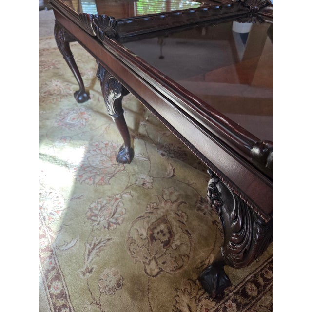 Mid 20th Century Chippendale Carved Mahogany Glass Top Coffee Table For Sale - Image 11 of 16