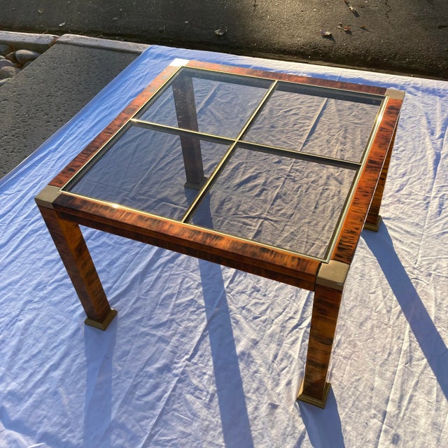 Lucite Glass Panel End Table in Faux Tortoiseshell For Sale In Denver - Image 6 of 12