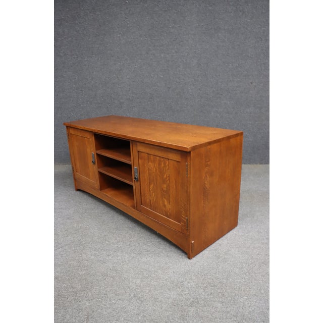 Stickley Mission Oak 62" Tv Media Console Cabinet For Sale - Image 15 of 18