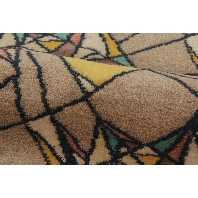 Vintage Turkish Geometric Rug in Beige With Polychromatic Pattern - Rug & Kilim For Sale In New York - Image 6 of 7
