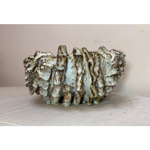 1980s Large Contemporary Koike Shoko Japanese Studio Art Brutalist Pottery Bowl Vase For Sale - Image 15 of 18