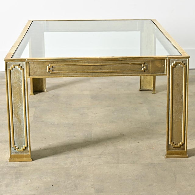 Metal Belgian Vintage Cast Bronze & Glass Coffee Table For Sale - Image 7 of 12