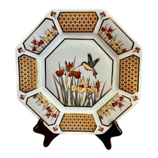 Vintage Porcelain Jamestown China "Golden Nectar" Art of Chokin Octagon Plate For Sale