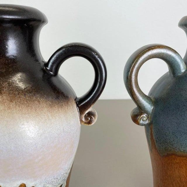 Blue Fat Lava Pottery Vases from Scheurich, Germany, 1970s, Set of 2 For Sale - Image 8 of 18