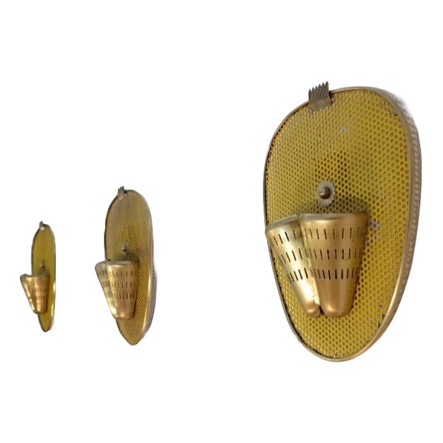 Wall Sconces by Mathieu Matégot for Ateliers Mategot, 1950s, Set of 3 For Sale