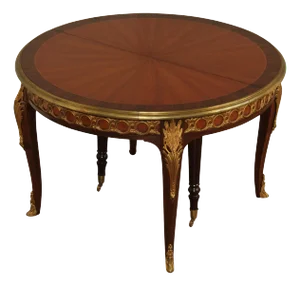 French Louis XV Style Ormolu Mounted Round Expandable Dining Table