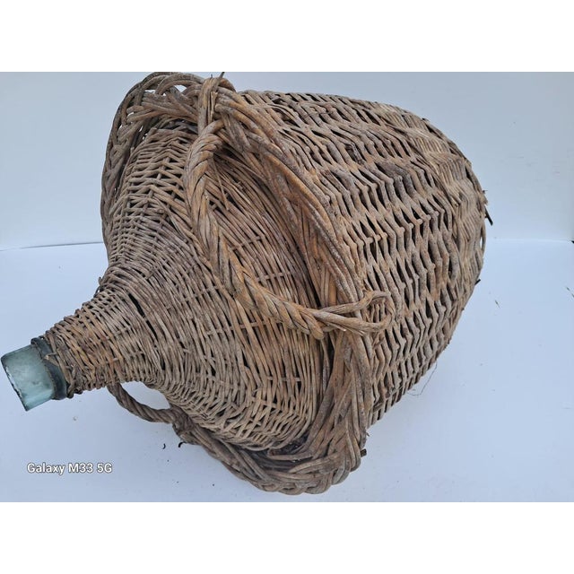 Large French Damme Jeanne with Woven Basket, 1920s For Sale - Image 4 of 6