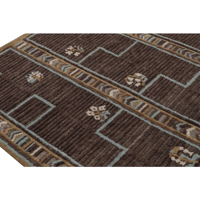Not Yet Made - Made To Order Rug & Kilim’s Scandinavian Style Rug in Brown, Blue & Gold Patterns - 9x12 For Sale - Image 5 of 7