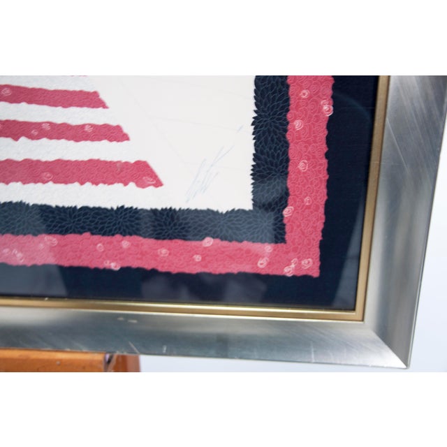 Vintage 1970s Art Deco Erté Silk Scarf Framed Elegant Woman With Topiary For Sale - Image 9 of 12