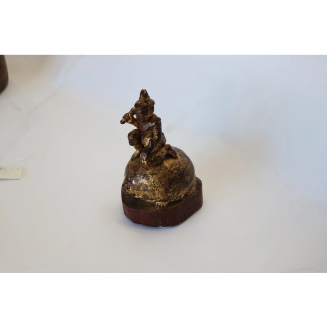 Asian Antique Early 20th Century Burmese Wood Angel with Gold Leaf For Sale - Image 3 of 7