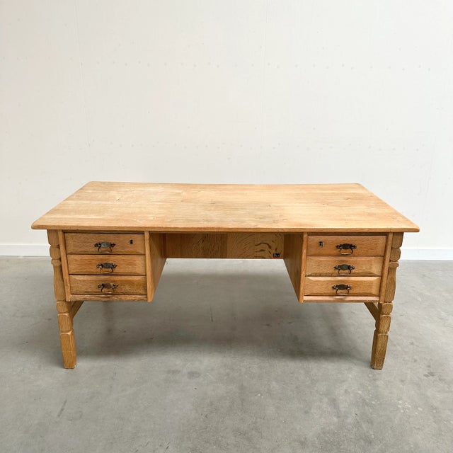 Freestanding Oak Desk by Henning Kjærnulf, 1960s For Sale - Image 9 of 12