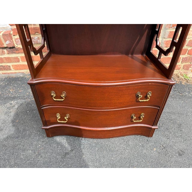 Vintage Chippendale Carved Mahogany Fretwork Open Bookcase / Bookshelf For Sale - Image 10 of 14