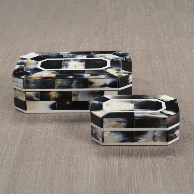 Black Baldur Black Horn Inlaid Decorative Box with Ivory Trim, 9" x 6" x 3" For Sale - Image 4 of 5