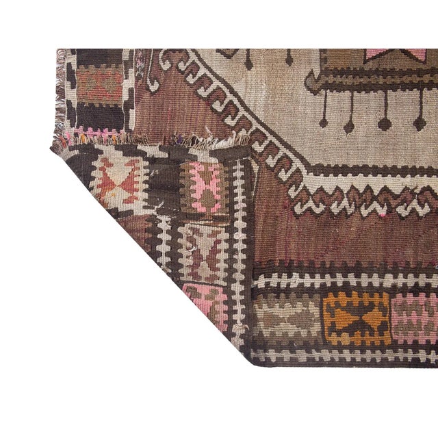 Mid 20th Century Vintage Turkish Kars Wool Kilim Rug For Sale - Image 5 of 6