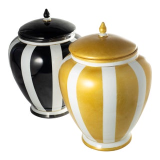 Pair of Marie Daage Hand Painted Ming Vases For Sale