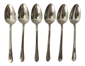 Art Deco Style 1847 Rogers Silver Plated Adoration Pattern Tea Spoons S/6