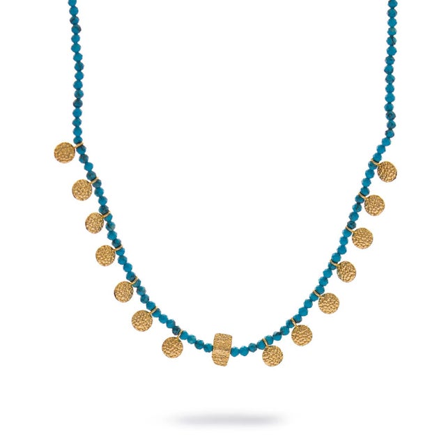 Bohemian Turquoise Coin Charm Choker Necklace For Sale - Image 10 of 10