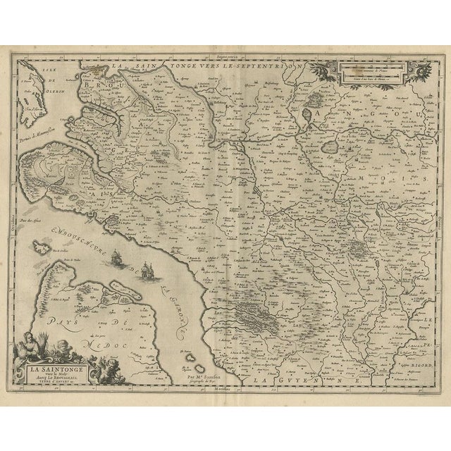 Antique map 'The Saintonge towards the Midy with the Brovageais' Decorative map of the Saintonge Region, a former province...