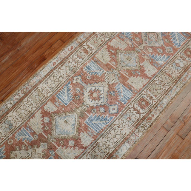 Terra Cotta Terracotta Persian Antique Runner - 3' x 14'3" For Sale - Image 8 of 18