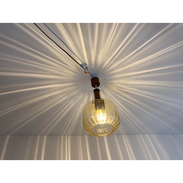 Mid-Century Modern Amber Glass Pendant Lamp, Yugoslavia, 1975 For Sale - Image 10 of 14