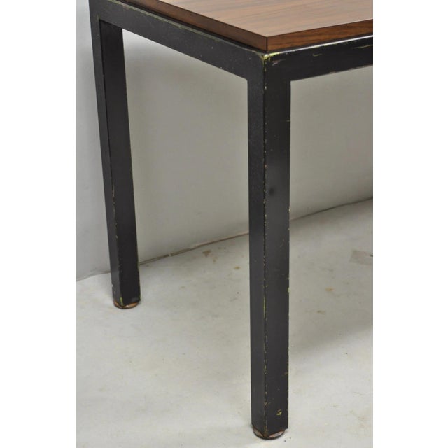 Brown Vintage Mid Century Modern Steel Metal & Faux Rosewood Laminate Coffee Table For Sale - Image 8 of 14