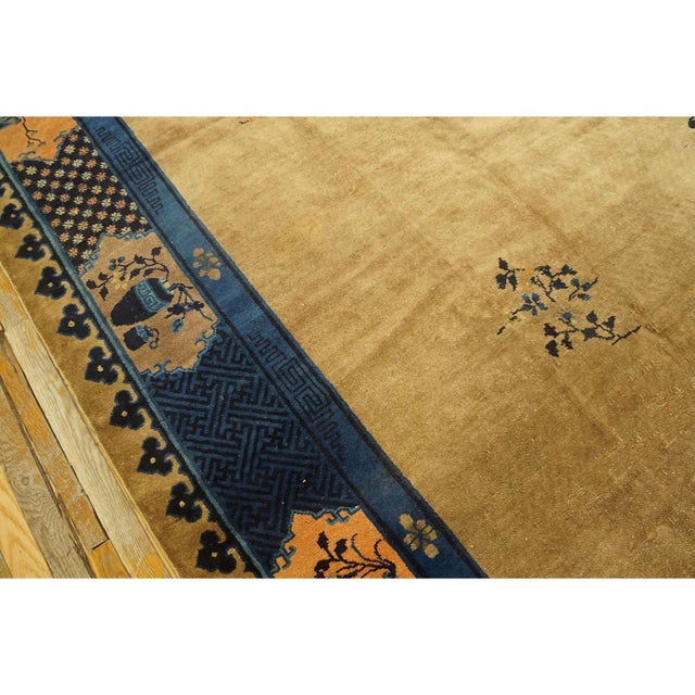 Camel 1920s Camel Classic Greek Key Art Deco Antique Peking Chinese Rug 10' 2"x 13' 6" For Sale - Image 8 of 9